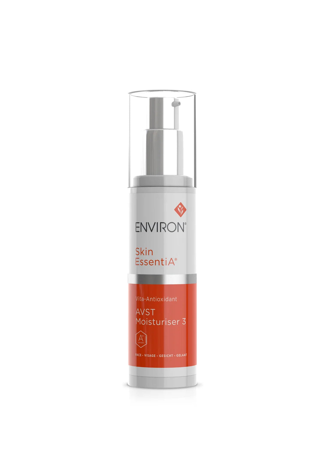 white and orange Environ skincare bottle on a white background