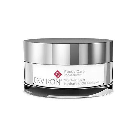 A container of Environ Vita-Antioxidant Hydrating Oil Capsules, which is meant for skincare.
