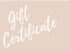 blush color square card that has the words gift certificate on it